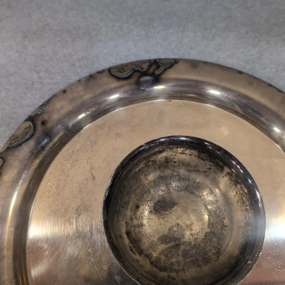 Wm A Rogers Oneida Silver Plated Chip and Dip Server Round Platter Bowl NA310 - Picture 3 of 11